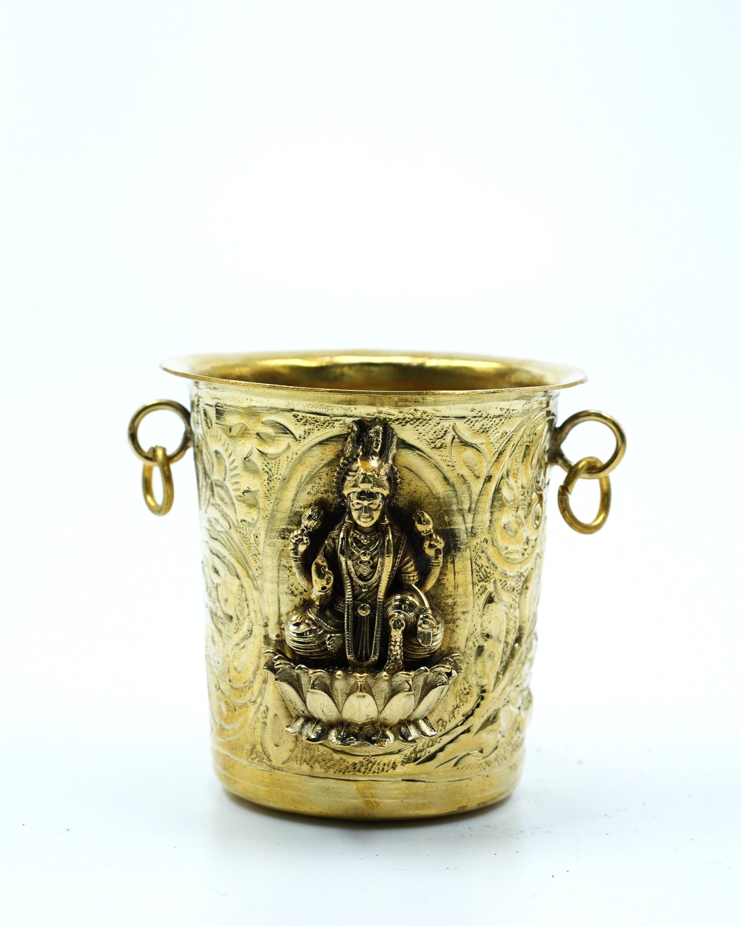 Handcrafted Brass Pooja Kalash with Lakshmi & Sacred Motif Engraving