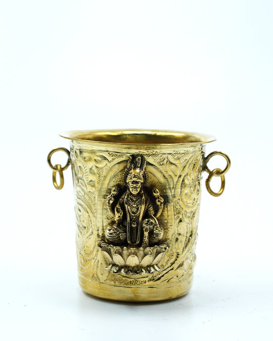 Handcrafted Brass Pooja Kalash with Lakshmi & Sacred Motif Engraving