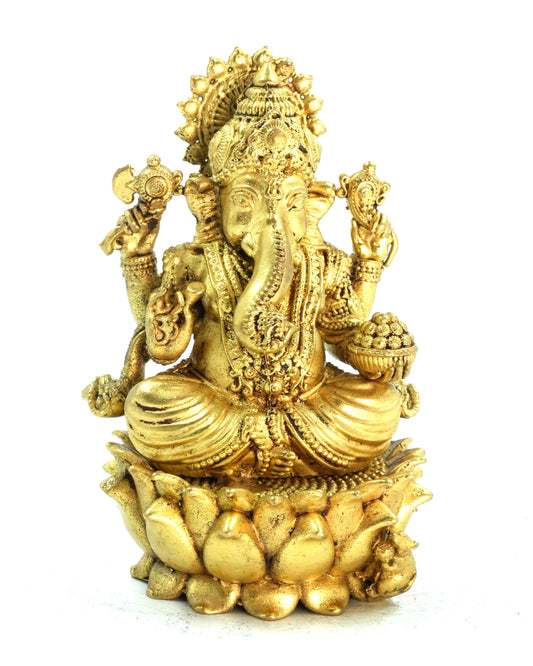 Ganesha Sitting in Lotus – 4 Inches 3D Finish Idol