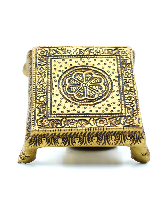 Classic Brass Pooja Chowki – Handcrafted Base - 3 inches Width