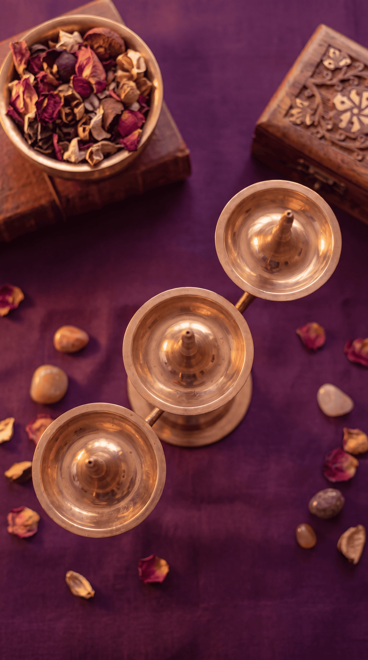 3 in 1 brass diya