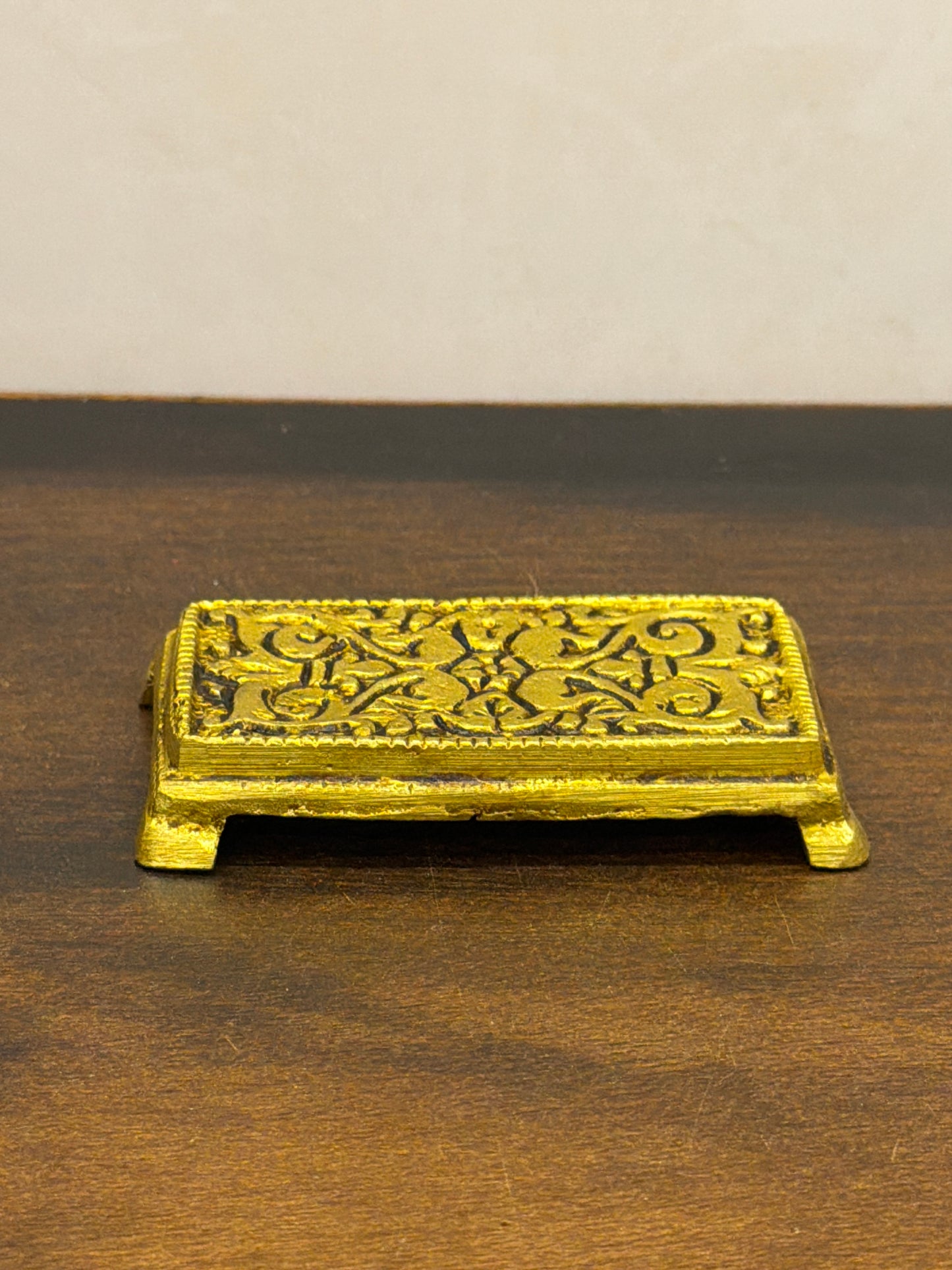 Brass Puja Chowki – Sacred Platform for Rituals - 2.9 inches Width
