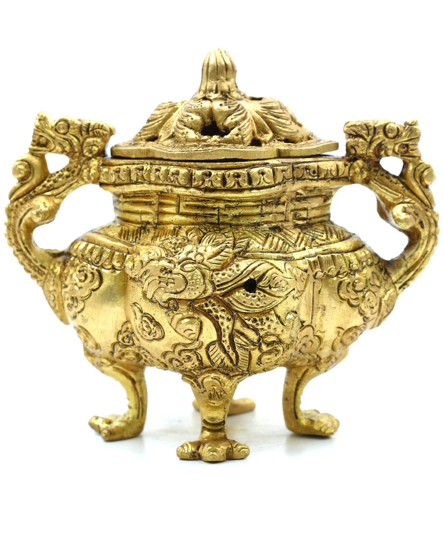 Brass Dhoop Dani with Lid – Handcrafted Incense Burner