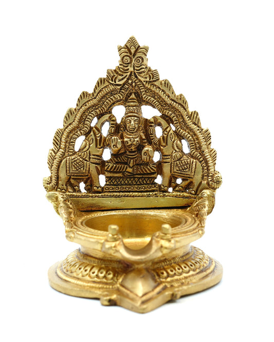 Brass Gajalakshmi Diya – Sacred Prosperity Lamp