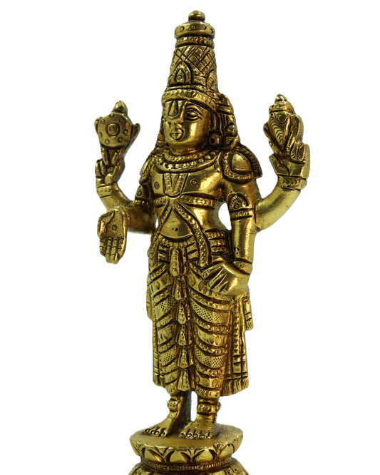 Venkateswara – Gold Finish Brass Idol (6 inches)