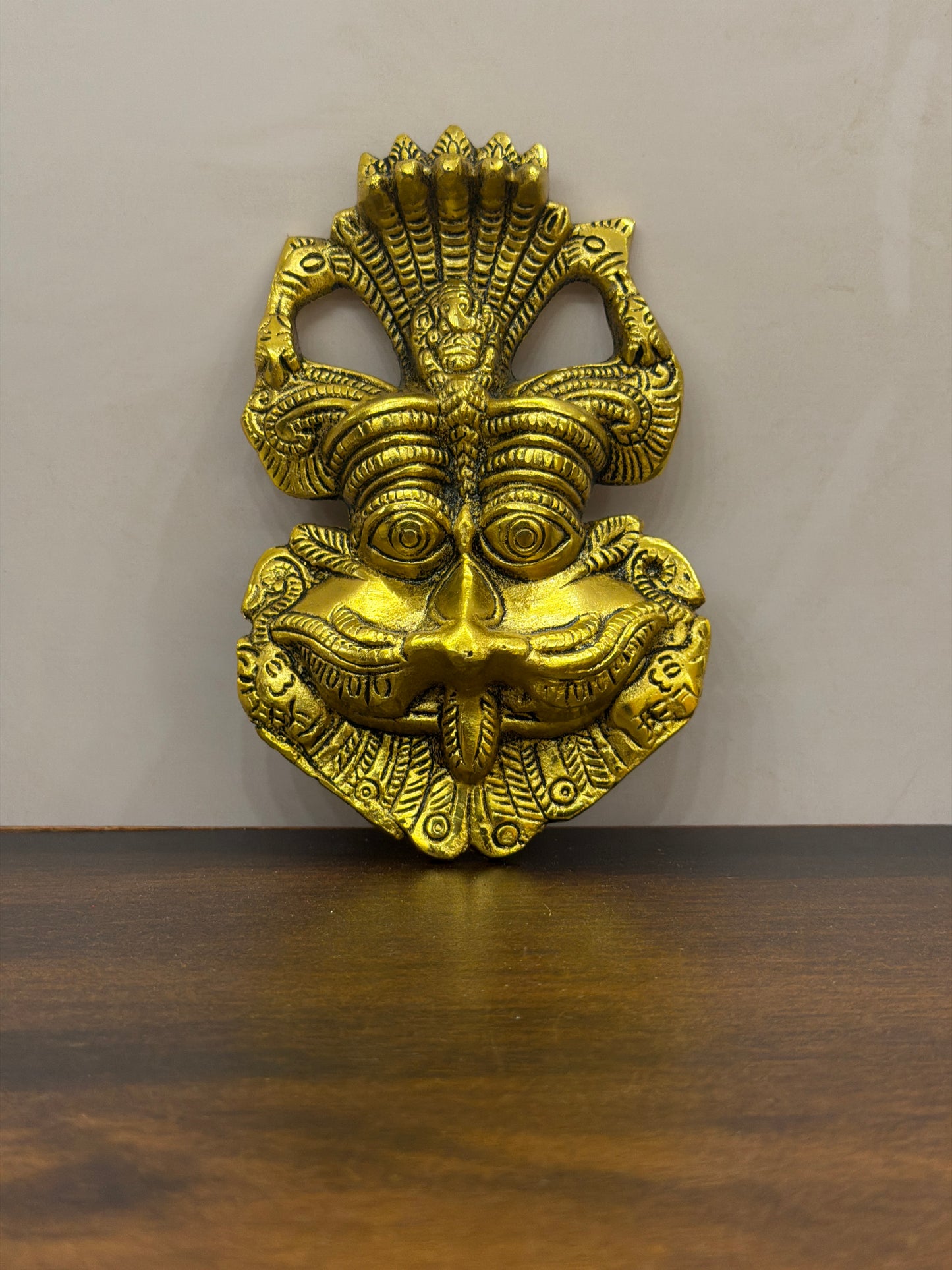 Brass Naga Guardian Wall Mask – Symbol of Protection - 6 inches
