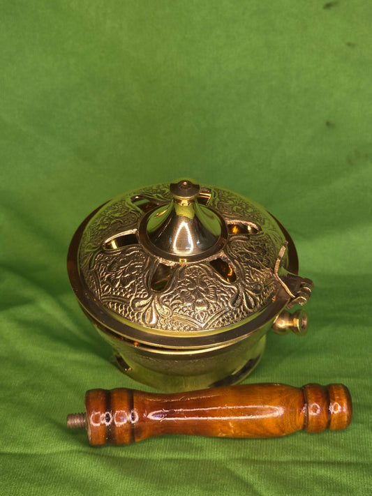 Beautifully designed loban/ sambrani stand with wooden handle