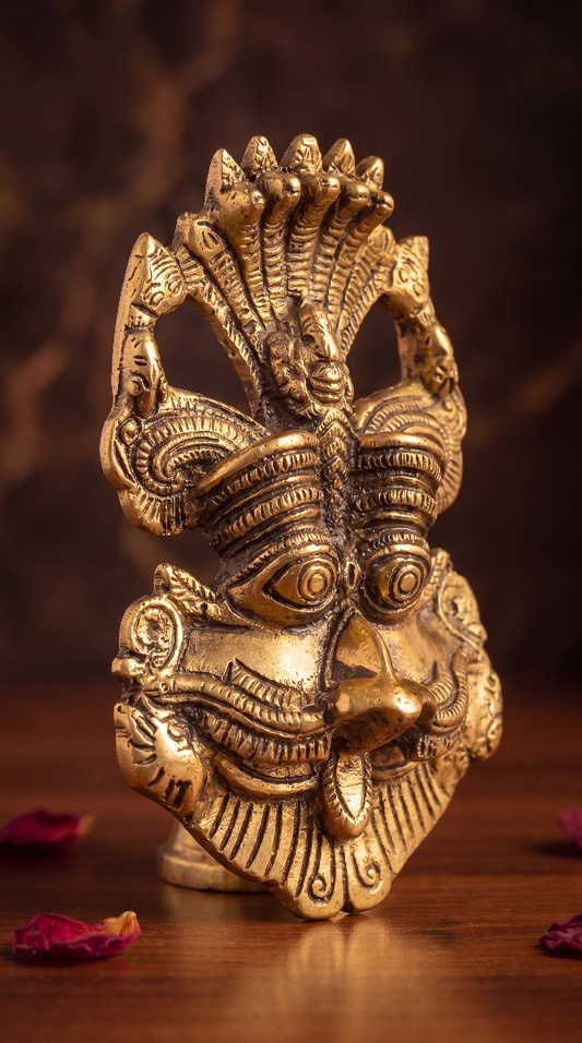 Brass Naga Guardian Wall Mask – Symbol of Protection - 6 inches