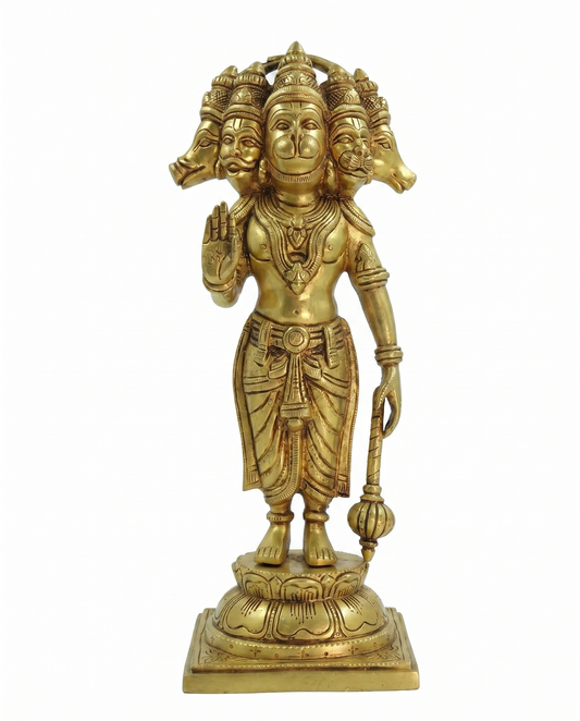 Panchamukha Hanuman – 15 Inches Antique Brass Idol