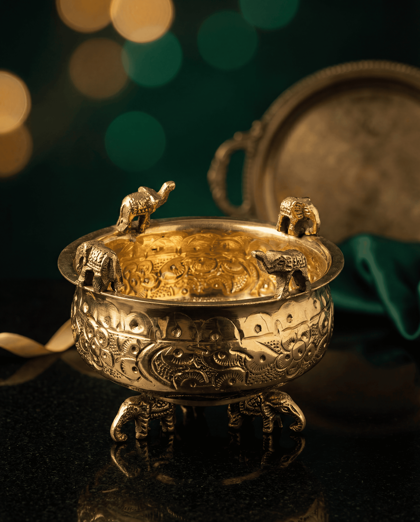 Brass elephant urli