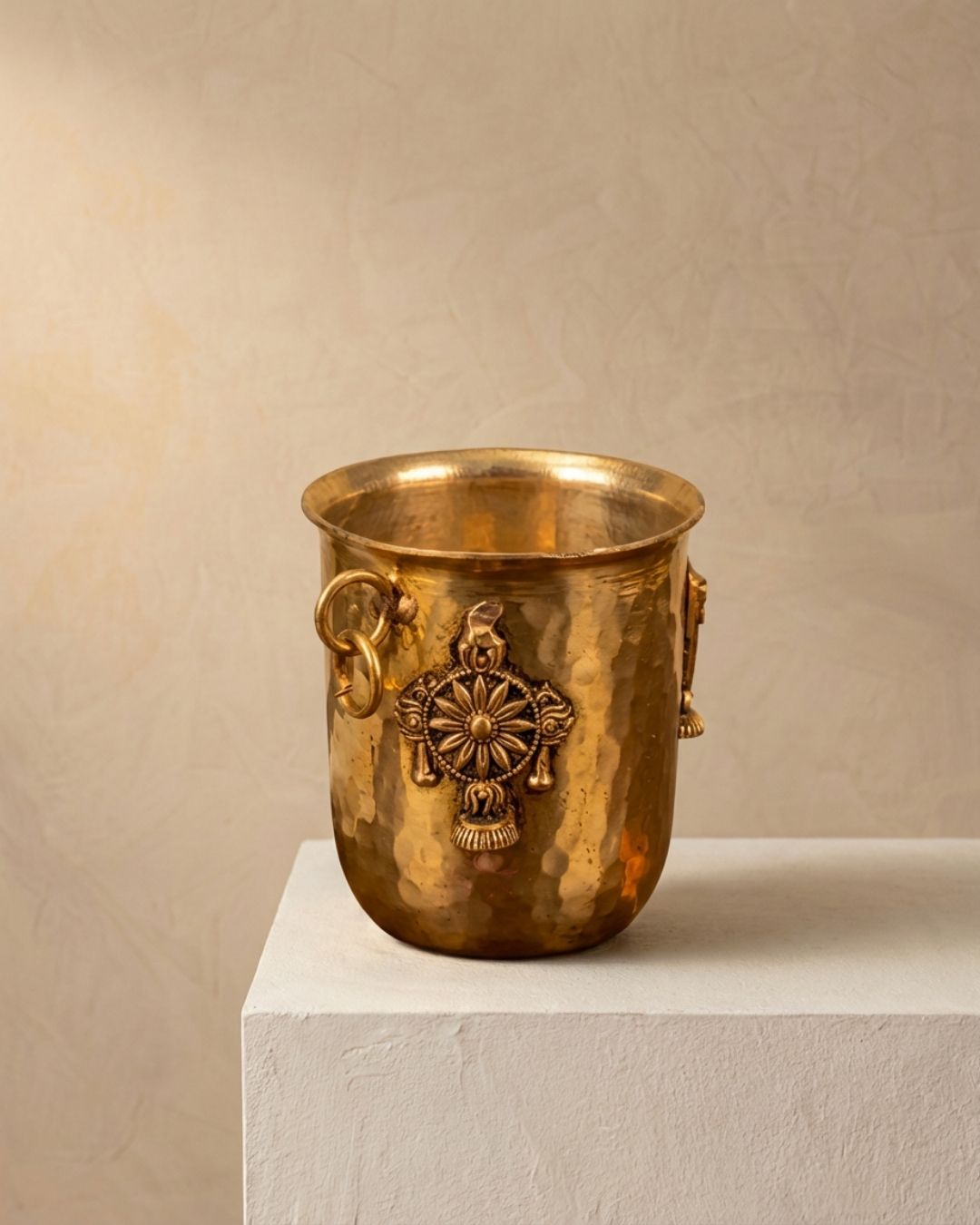 brass glass with engraved shanku chakra namalu