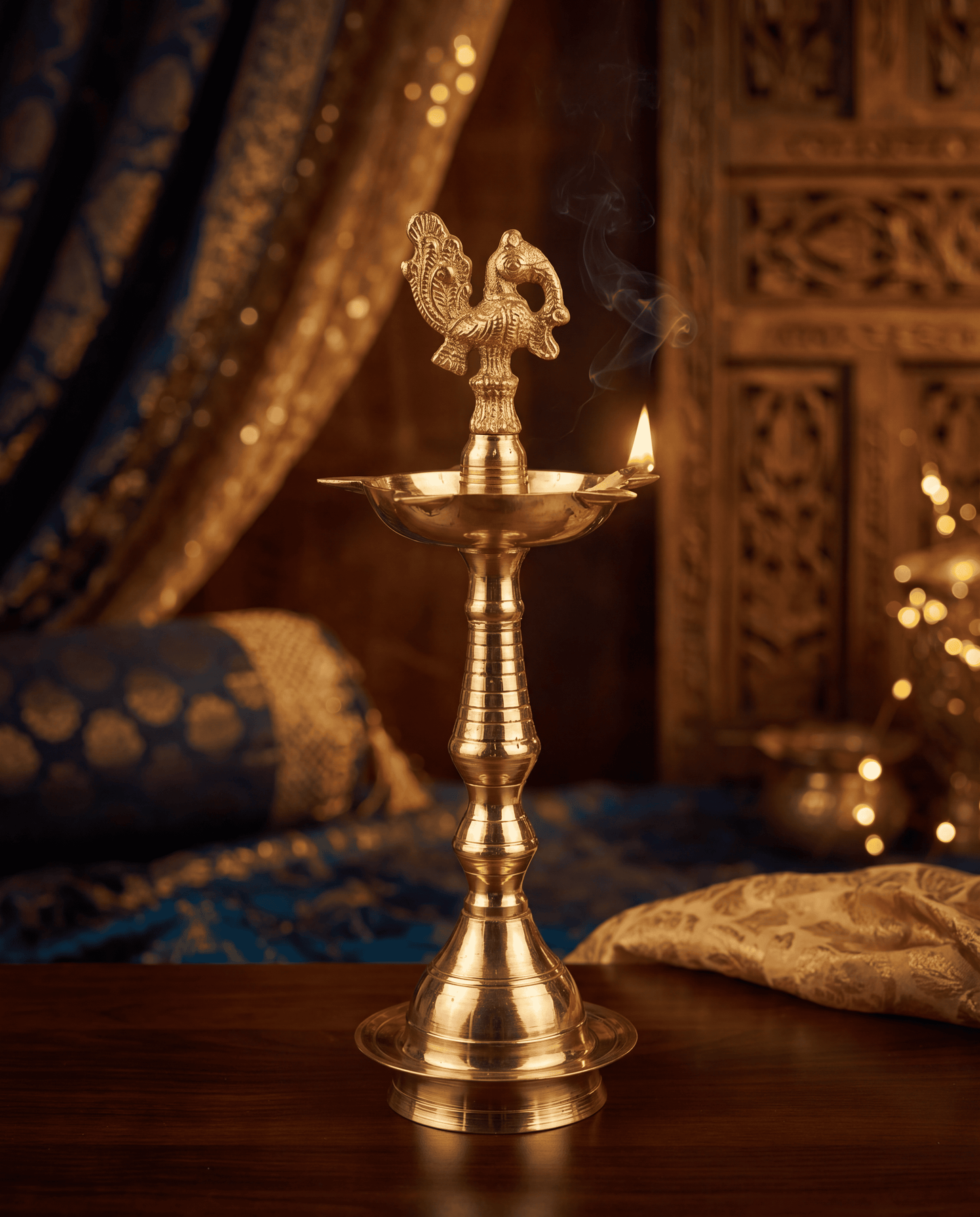 attractive 5 pointed brass diya