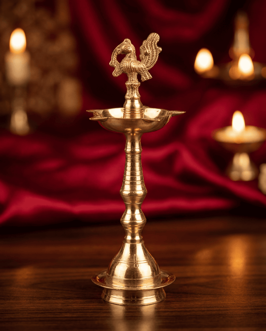 attractive 5 pointed brass diya