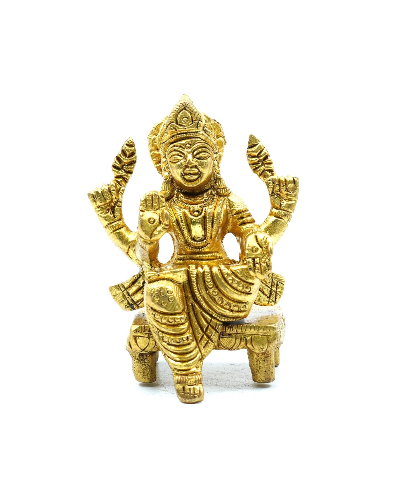 Saraswati Devi – Antique Gold Finish Brass Idol (3 inches)