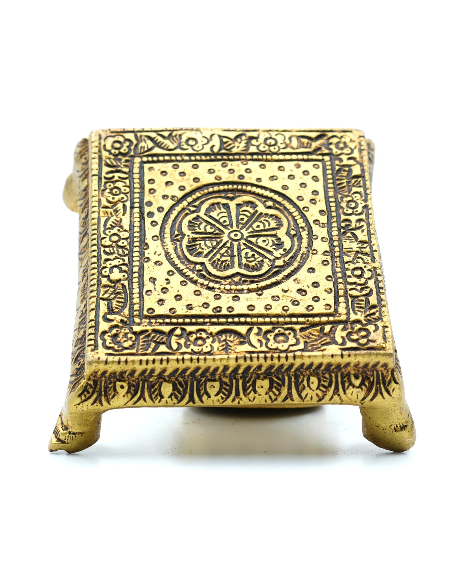 Classic Brass Pooja Chowki – Handcrafted Base - 3 inches Width
