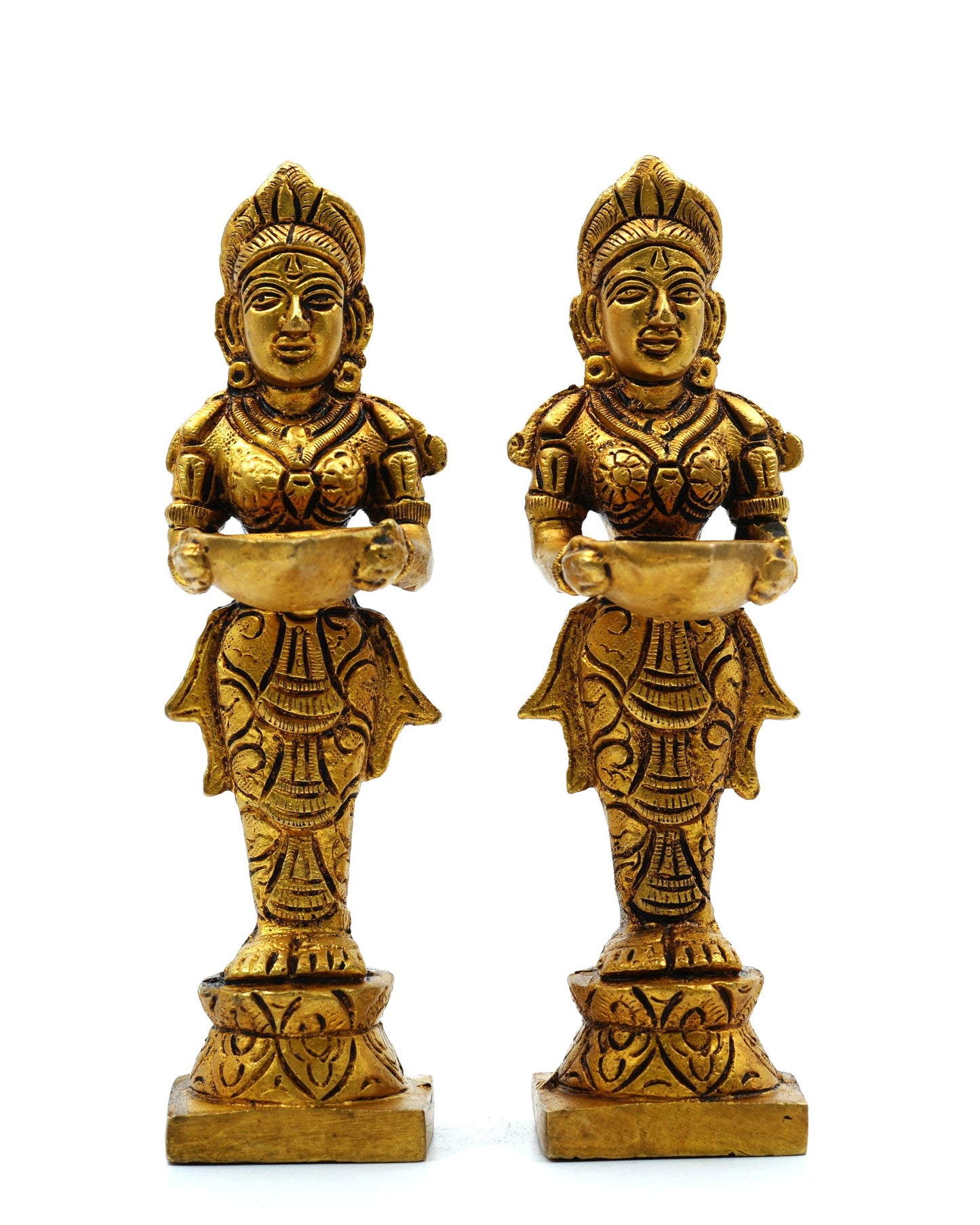 Brass Deepam Lady Idol – Traditional Diya Holder