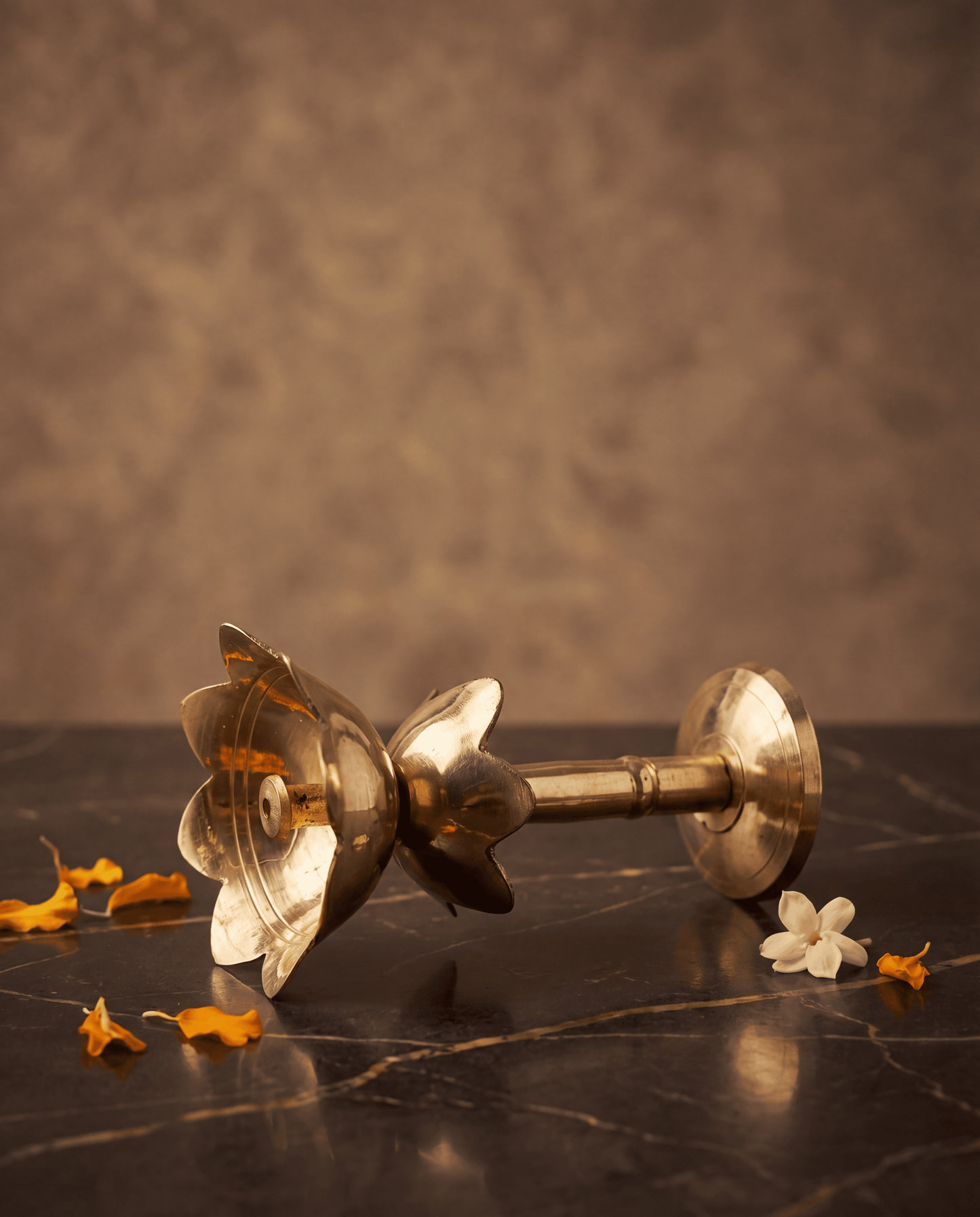 Lotus shaped long diya in medium height