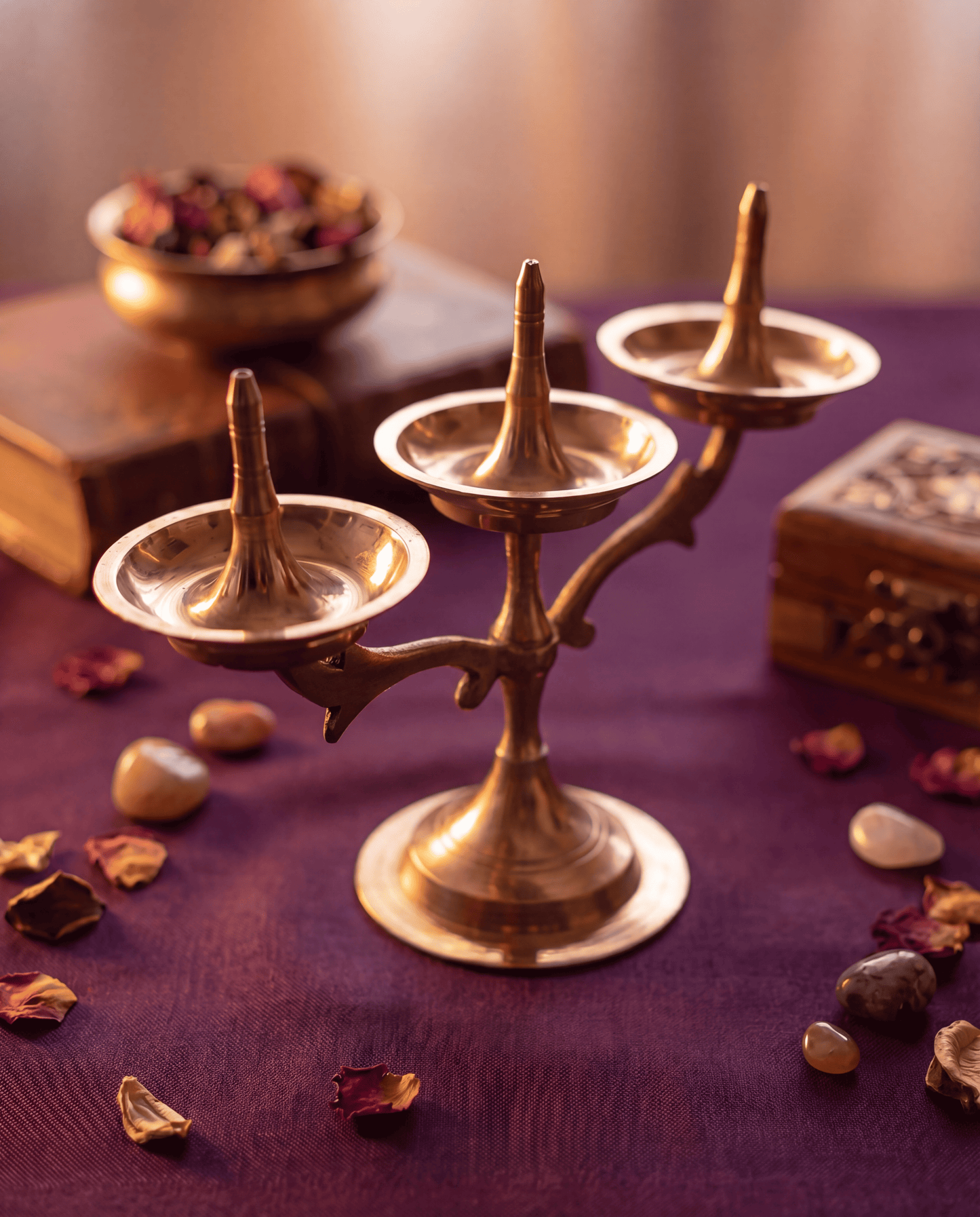 3 in 1 brass diya