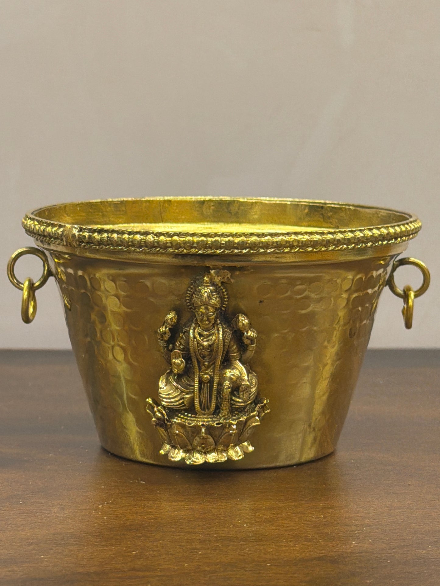 Handcrafted Brass Lakshmi Urli Bowl – Decorative Pooja Vessel - 2.6 Inches Height - 4 Inches Diameter