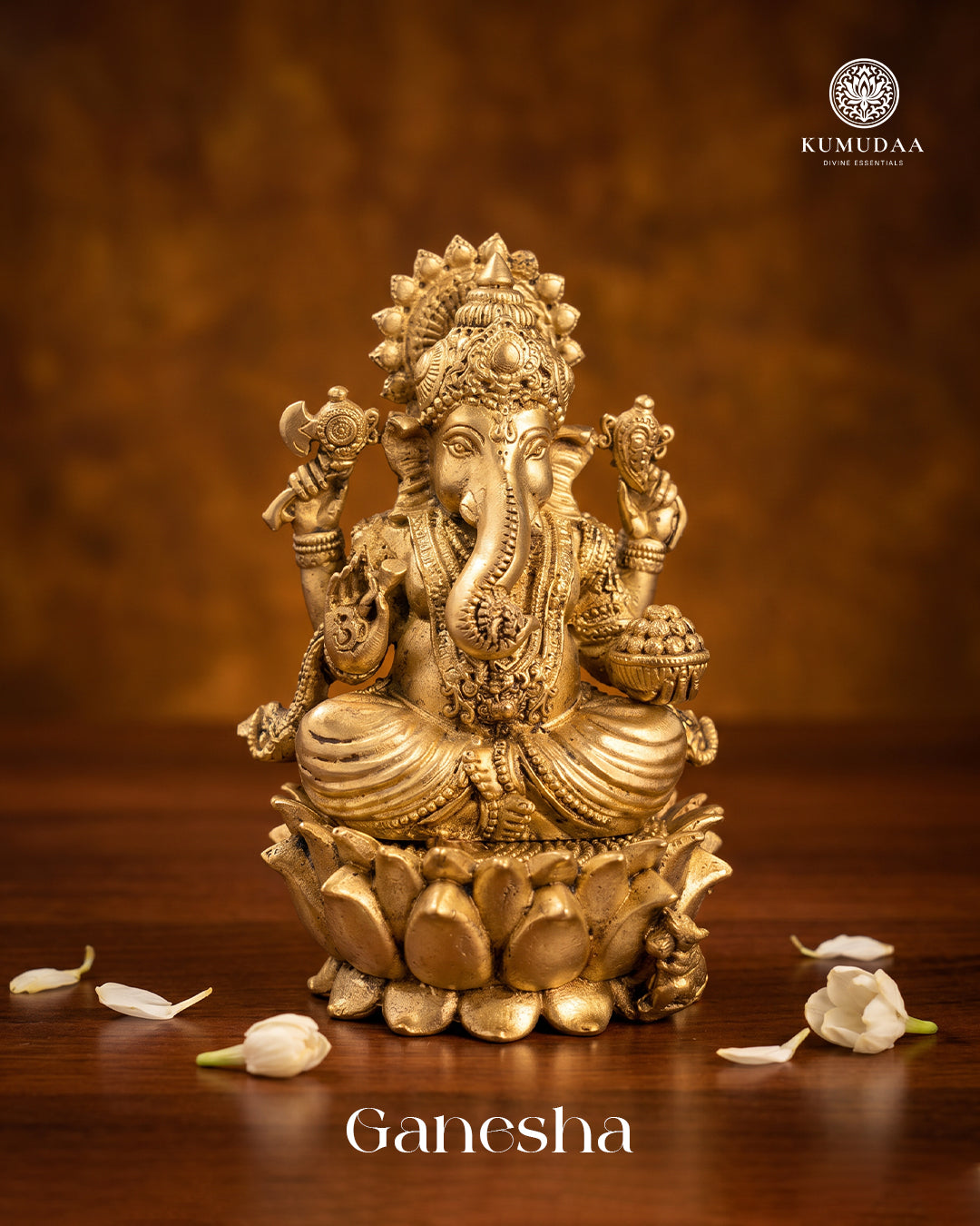 Ganesha Sitting in Lotus – 4 Inches 3D Finish Idol