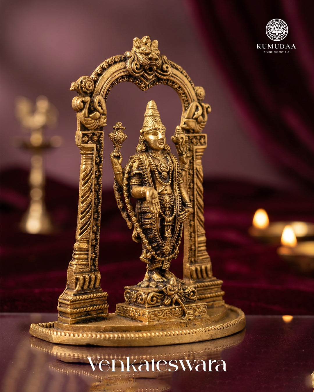 Venkateswara with Makara Toran – 3D Finish Brass Idol (4.5 inches)