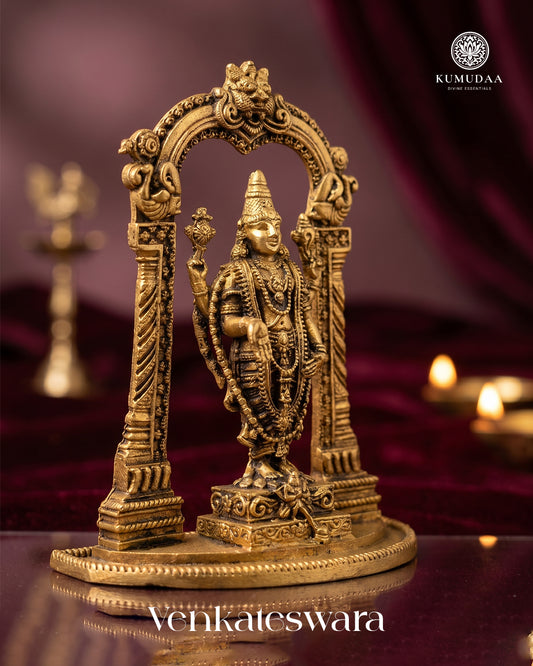 Venkateswara with Makara Toran – 3D Finish Brass Idol (4.5 inches)