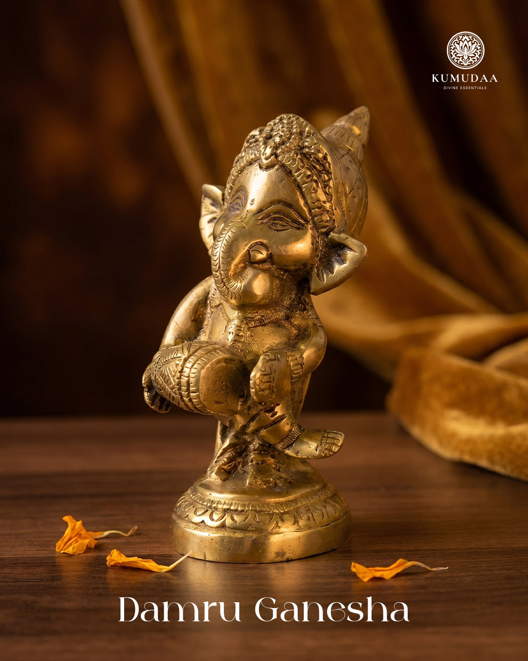 Damru Ganesha – Antique Finish Idol