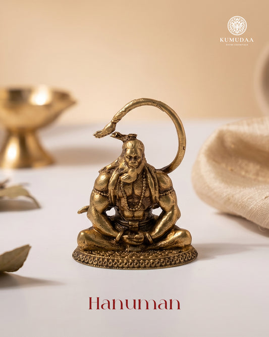 Anjaneya with Tail Up – 3D Finish Brass Idol (Small & Medium)