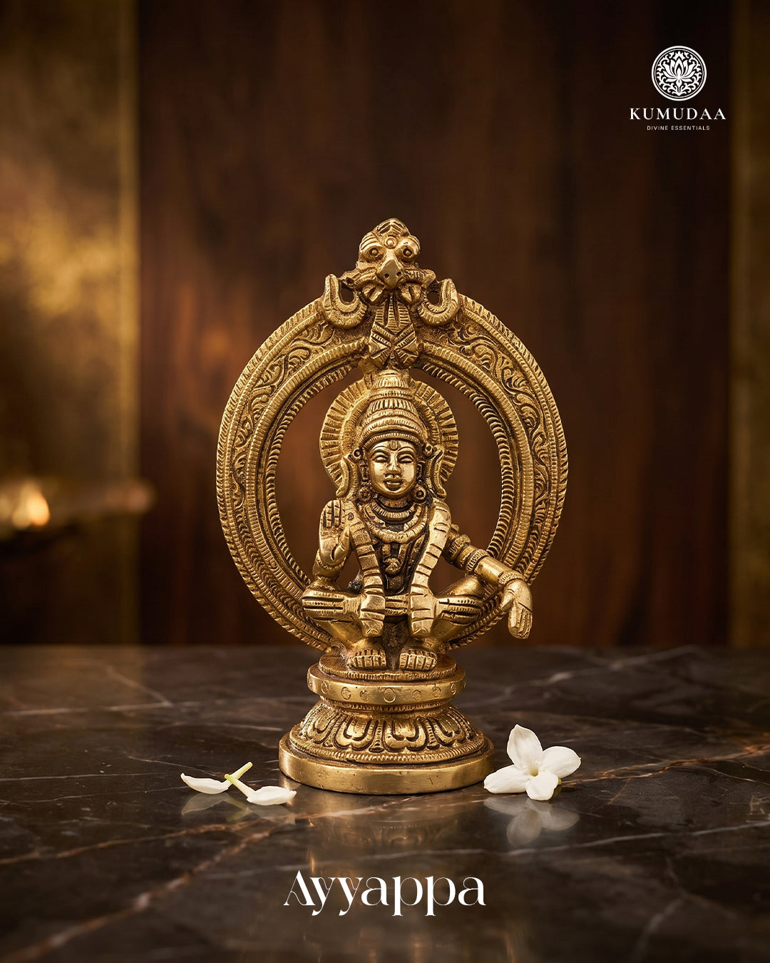 Ayyappa – Antique Gold Finish Brass Idol