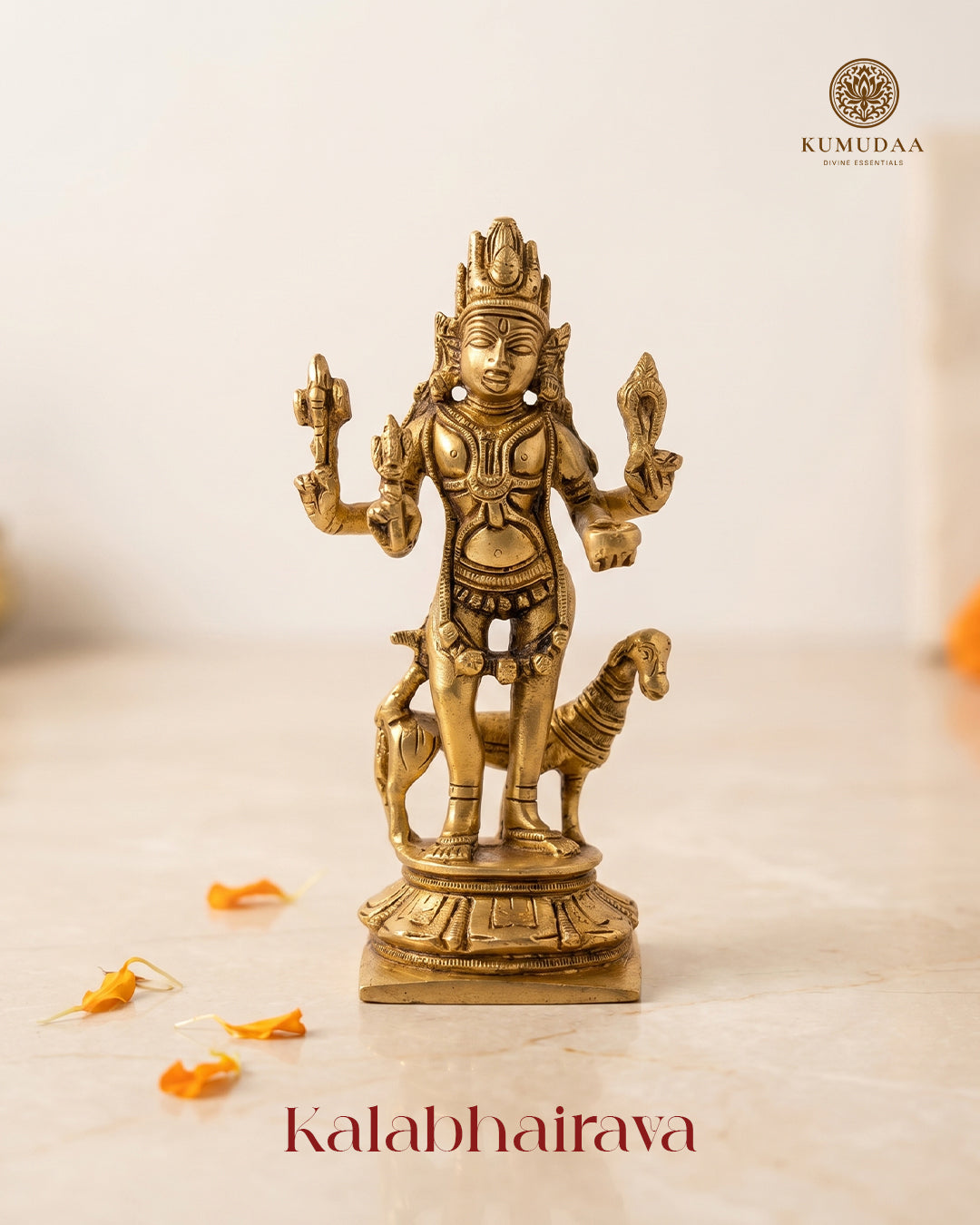 Kalabhairava Gold Finish Standing Idol – 5.8 Inches