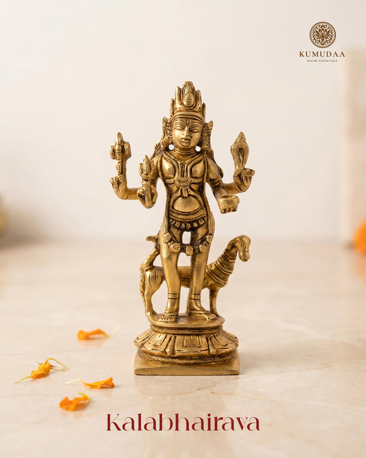 Kalabhairava Gold Finish Standing Idol – 5.8 Inches
