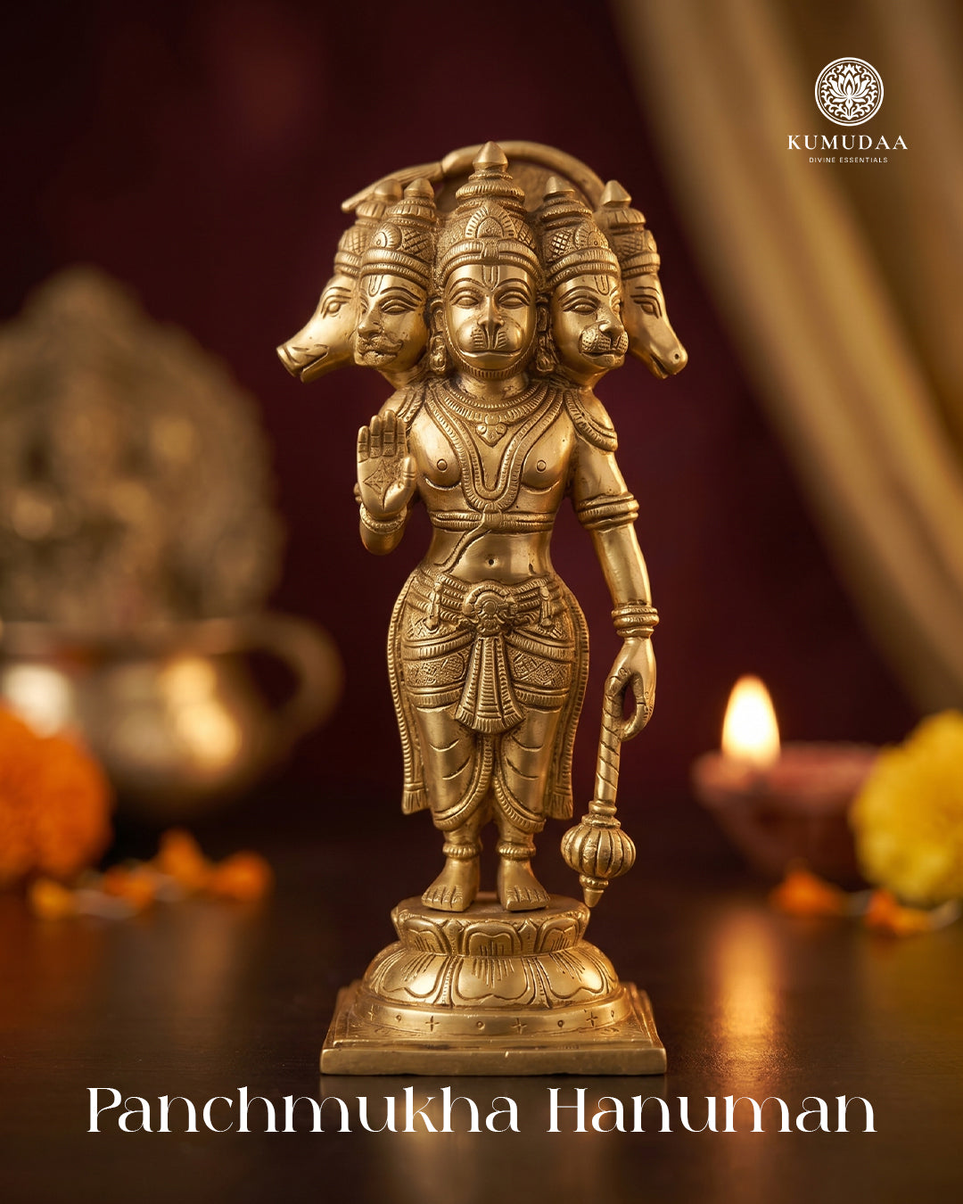 Panchamukha Hanuman – 15 Inches Antique Brass Idol