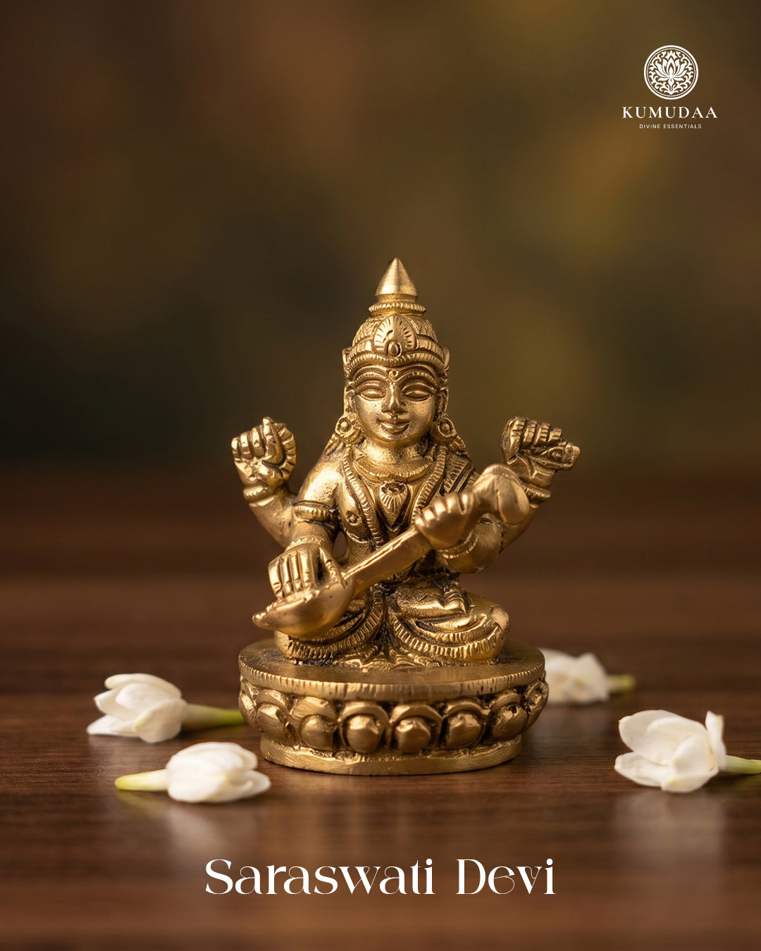 Saraswati Devi Sitting – Gold Finish Idol (2.5 Inches)