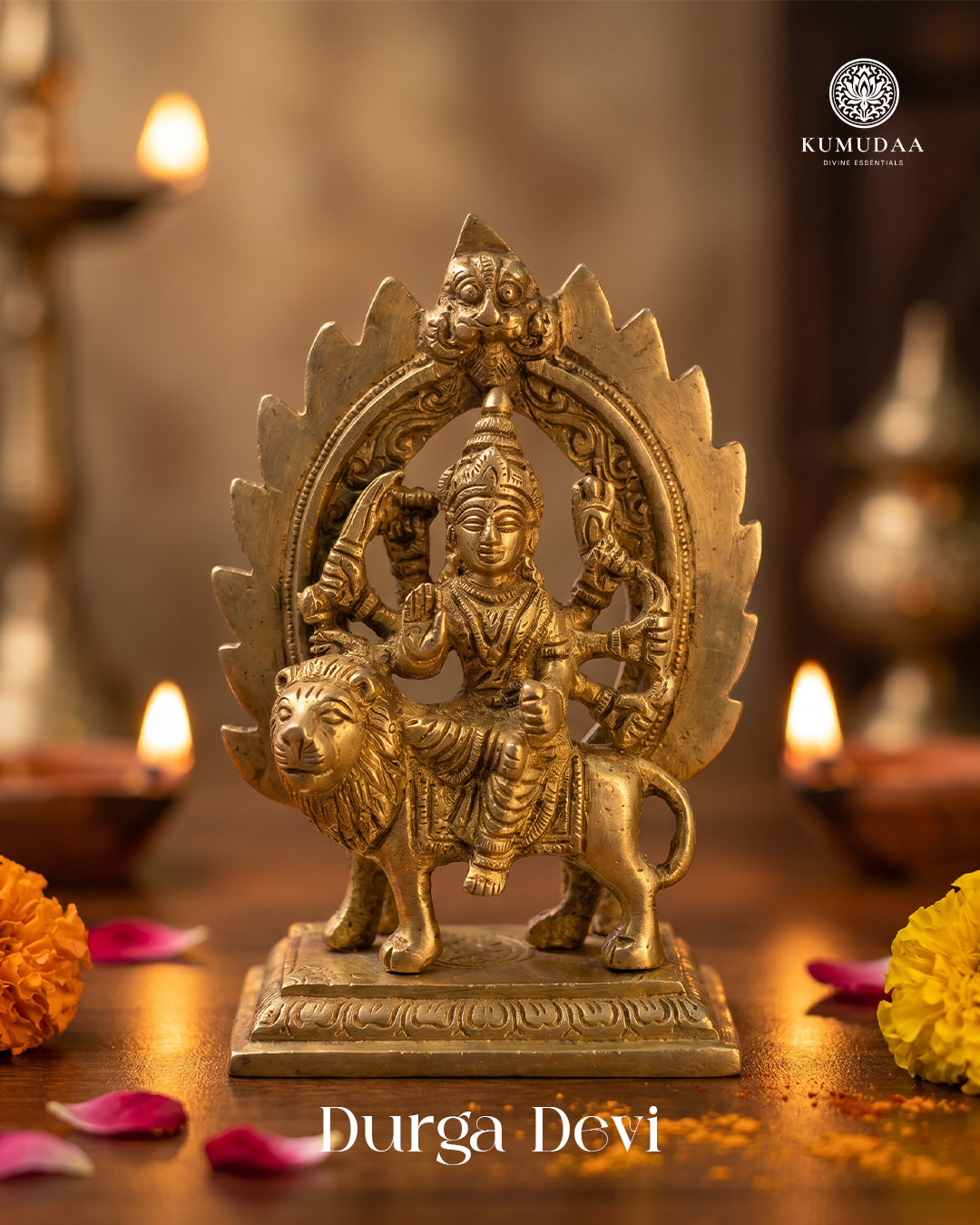 Durga Devi Gold Finish – Premium Brass Idol (5.7 inches)