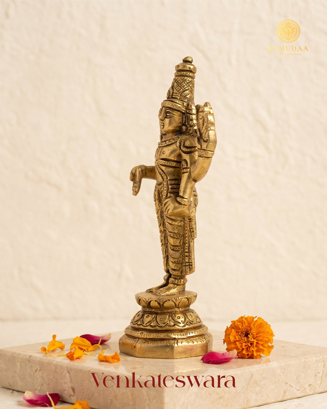 Venkateswara – Gold Finish Brass Idol (6 inches)
