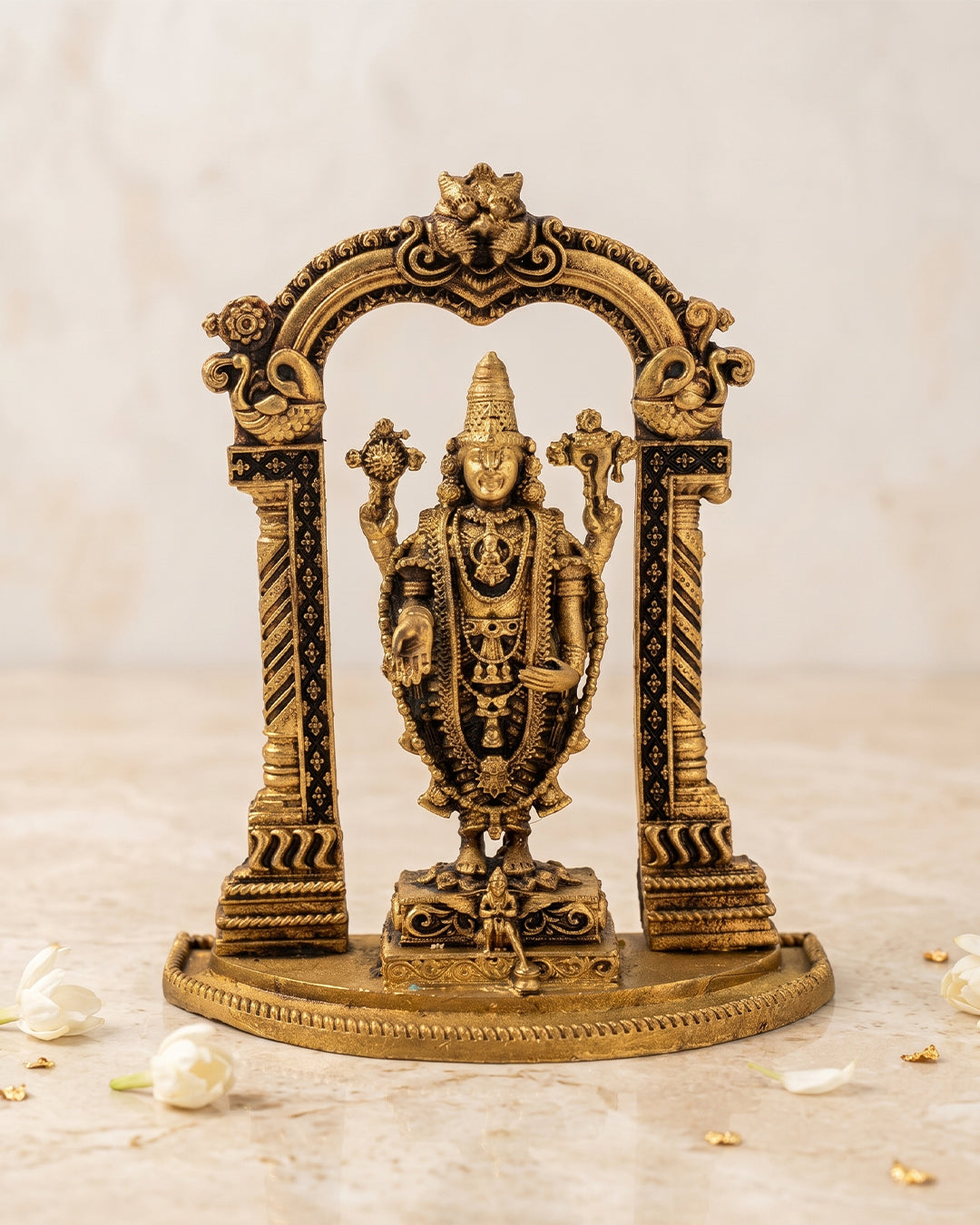 Venkateswara with Makara Toran – 3D Finish Brass Idol (4.5 inches)