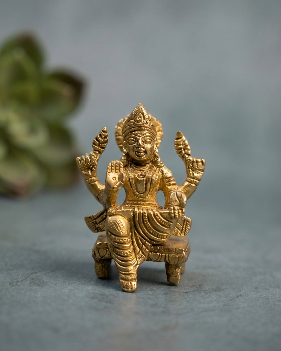 Lakshmi Devi on Base – Gold Finish Idol (3 Inches)