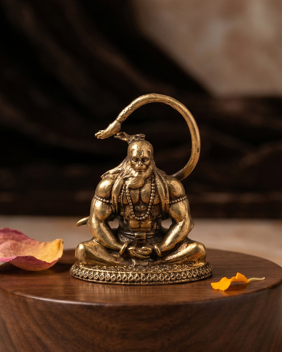 Anjaneya with Tail Up – 3D Finish Brass Idol (Small & Medium)