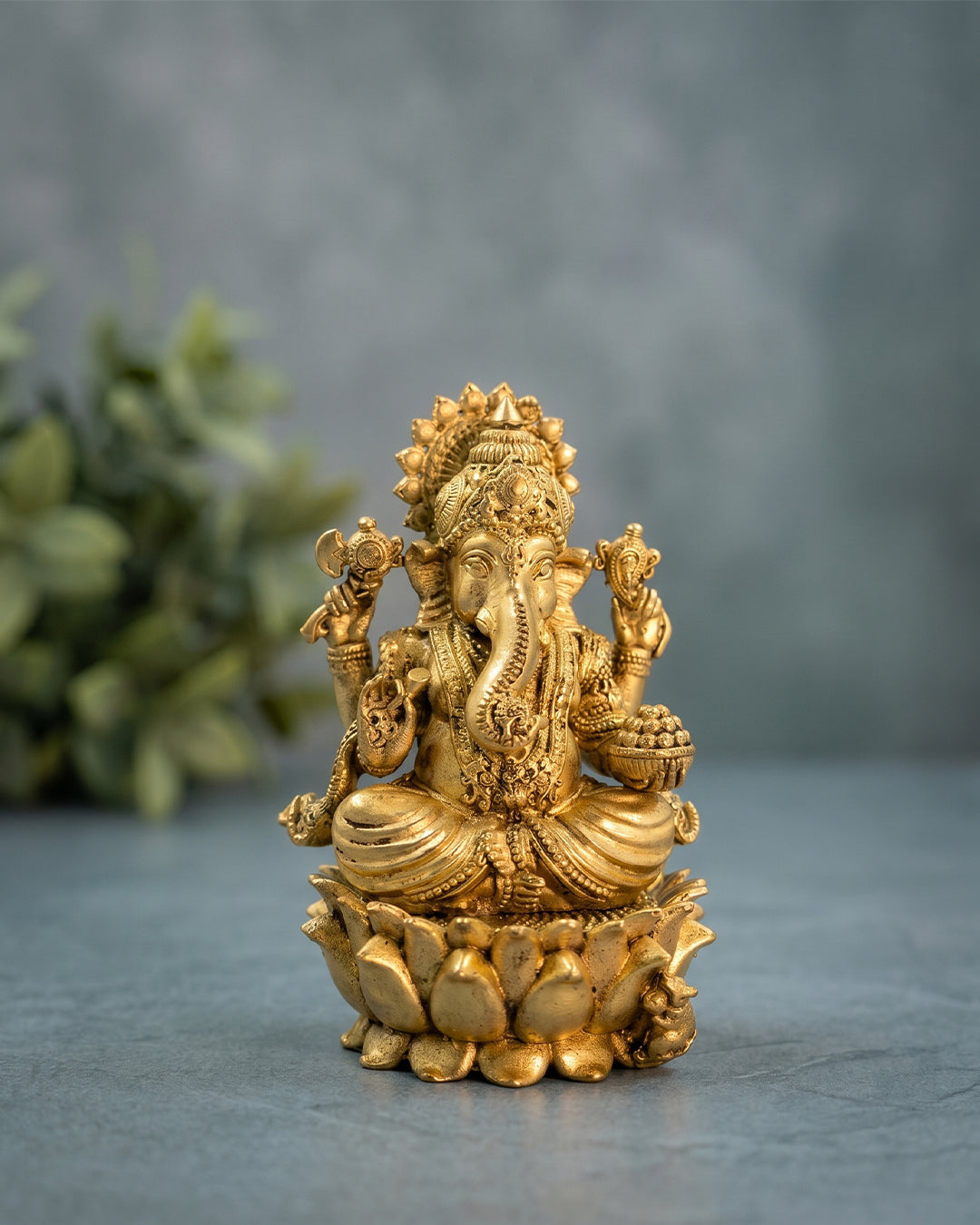 Ganesha Sitting in Lotus – 4 Inches 3D Finish Idol