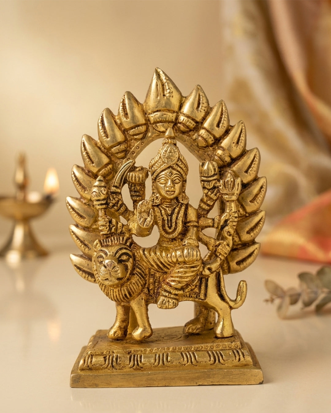 Durga Devi Gold Finish – Premium Brass Idol (5.7 inches)