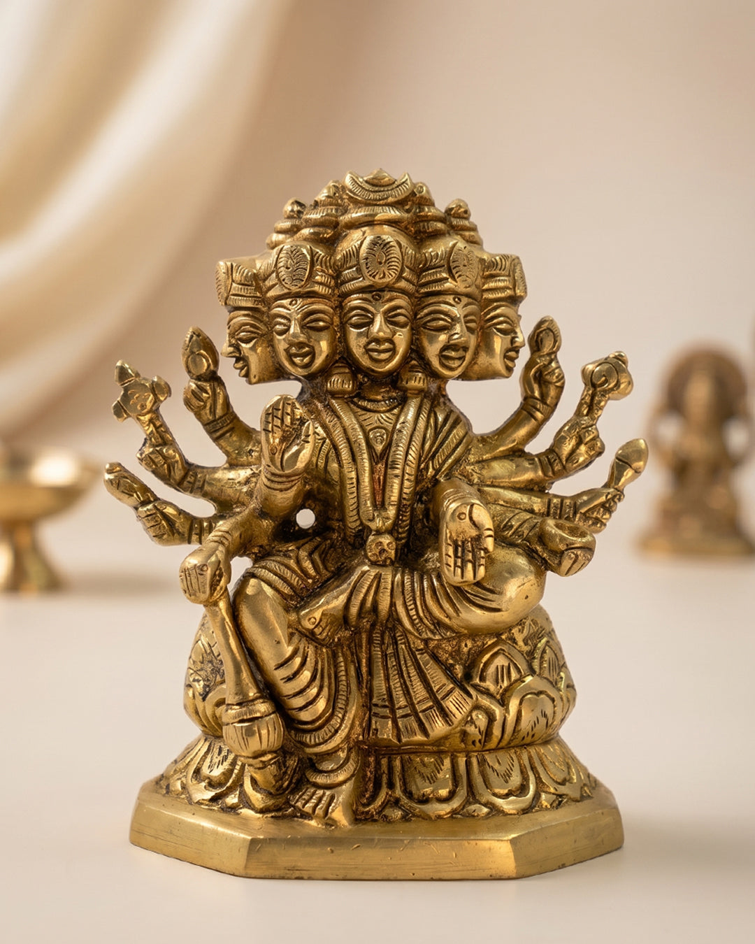Gayatri Devi Brass Idol – Divine Gold Finish (5 inches)