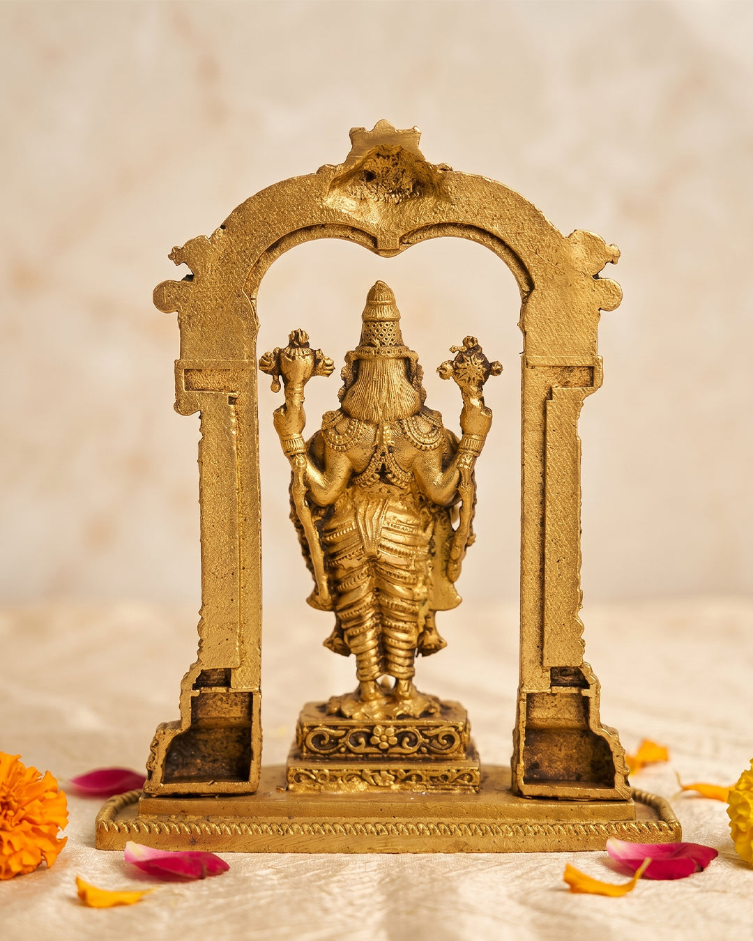Venkateswara with Makara Toran – 3D Finish Brass Idol (4.5 inches)
