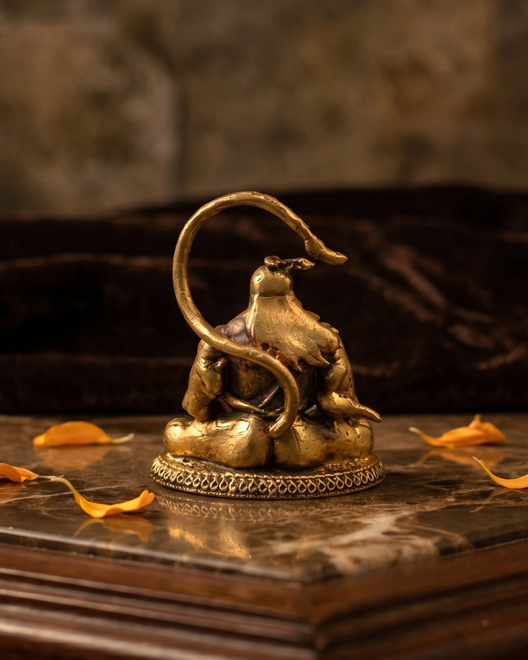 Anjaneya with Tail Up – 3D Finish Brass Idol (Small & Medium)