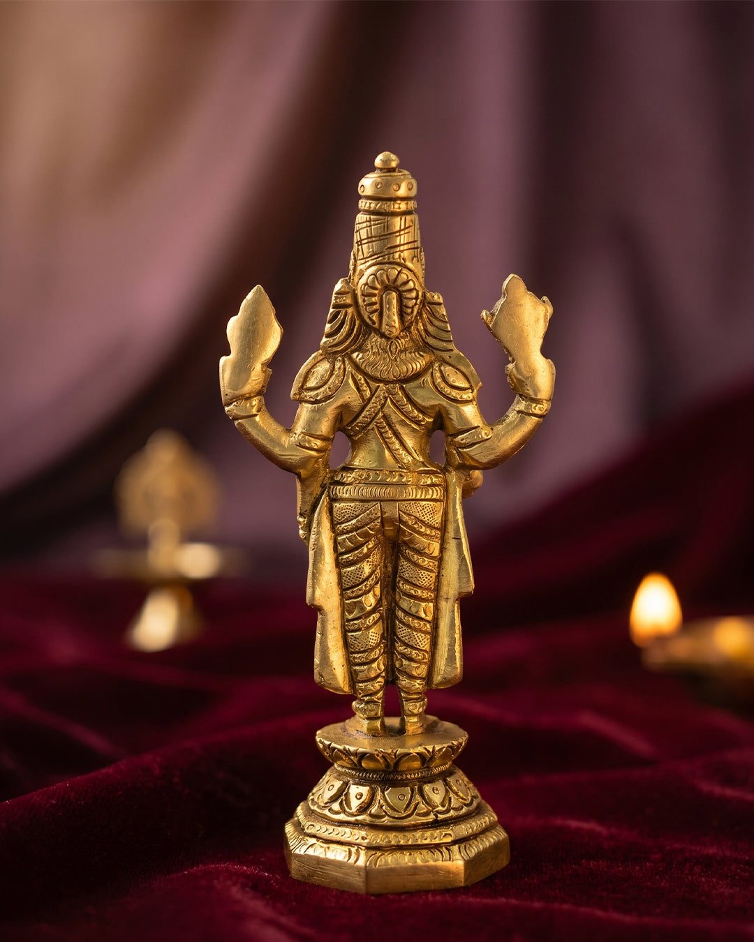 Venkateswara – Gold Finish Brass Idol (6 inches)