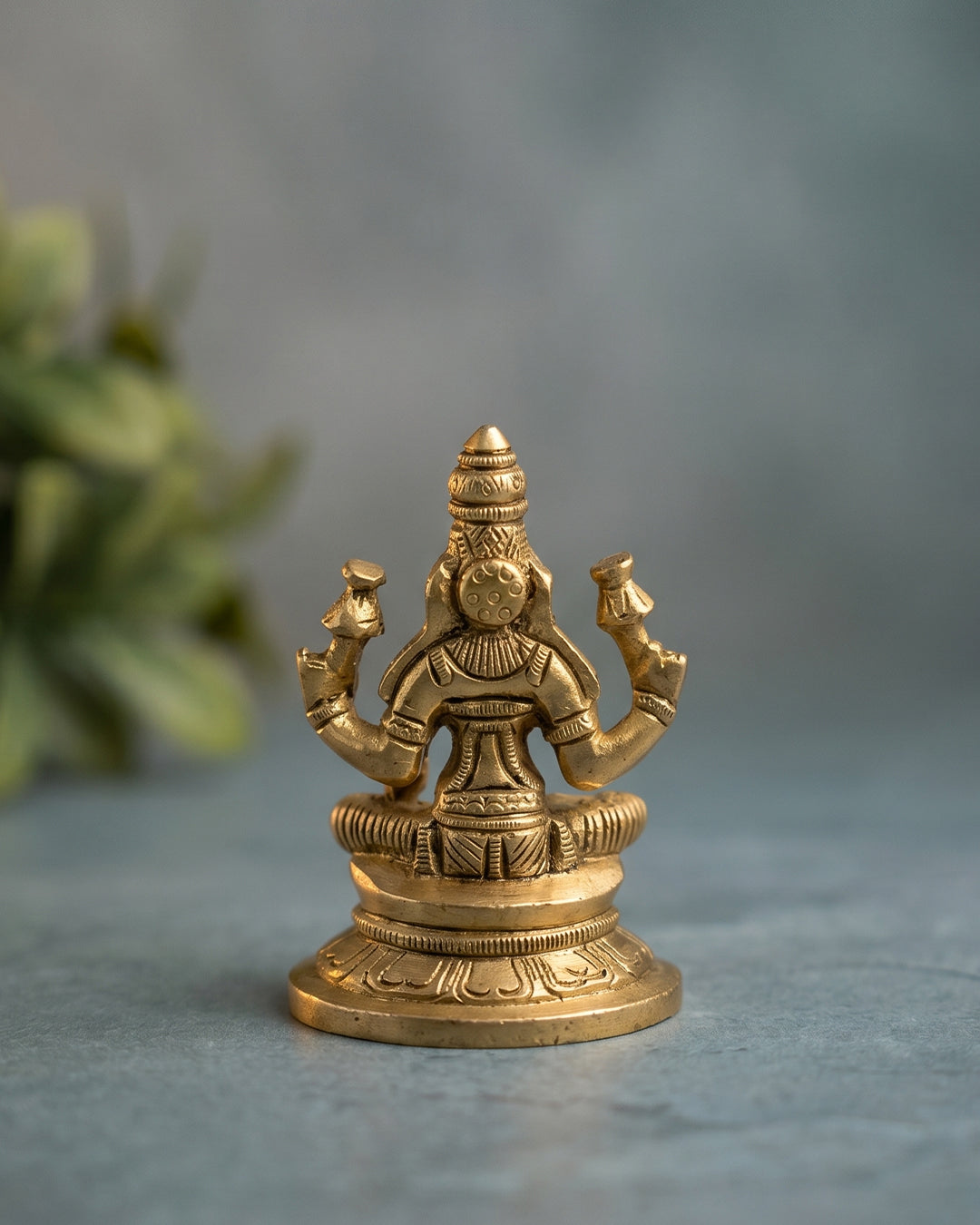 Lakshmi Devi Sitting on Base – Gold Finish Idol (3 Inches)