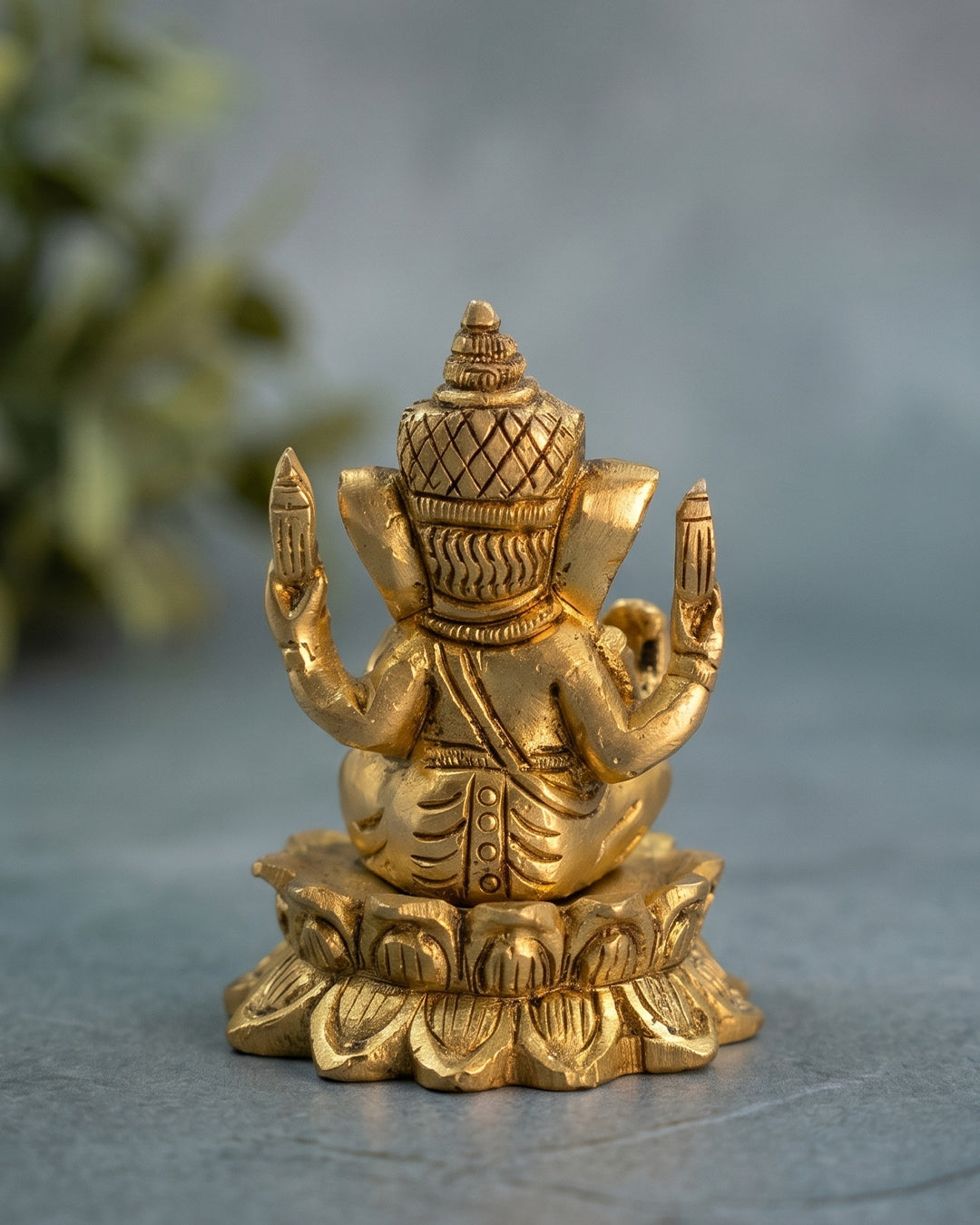 Ganesha Sitting on Lotus – 3 Inches Gold Finish Idol