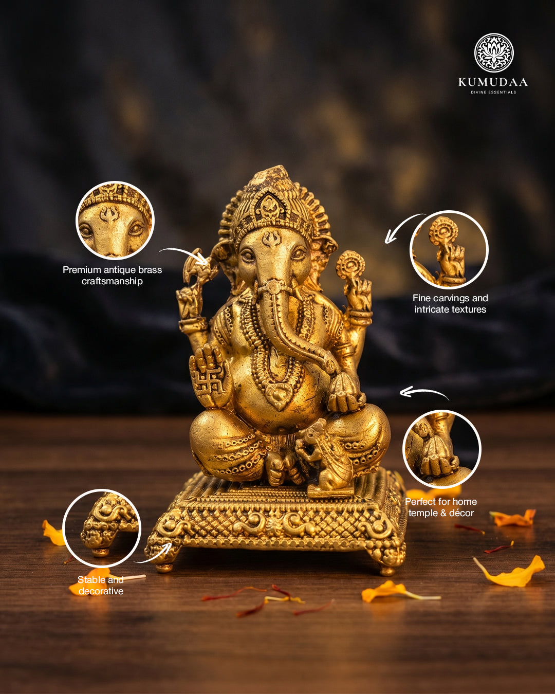 Ganesha Sitting – 3 Inches 3D Finish Idol