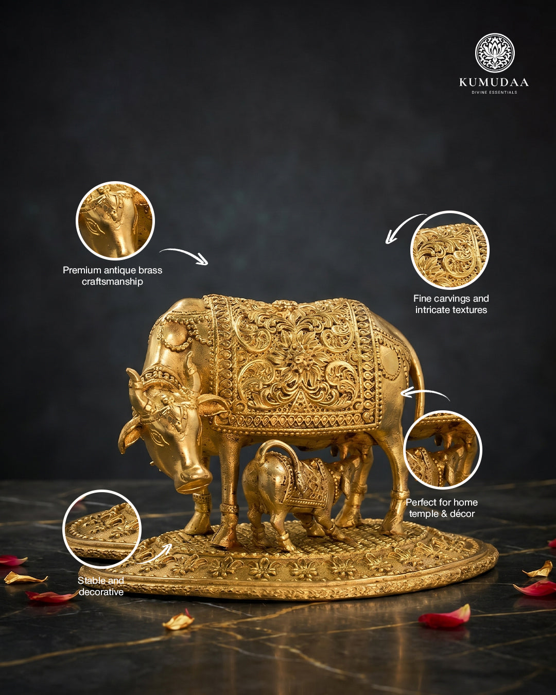 Kamadhenu Gold Finish Idol – 3D Finish