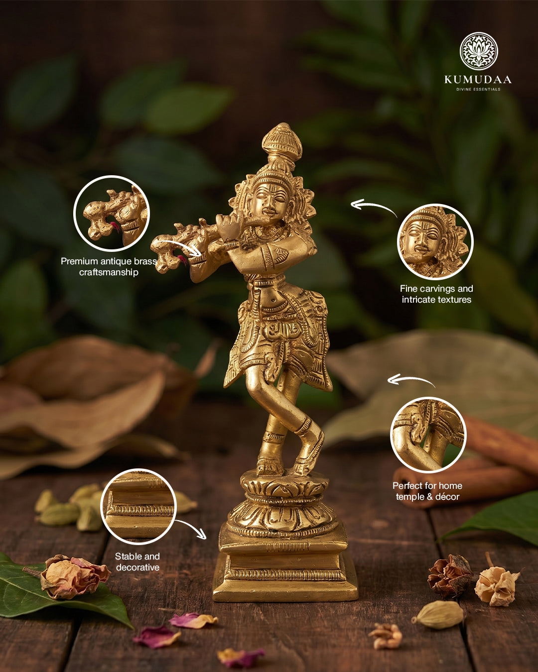 Flute Krishna Standing Idol – 5 Inches