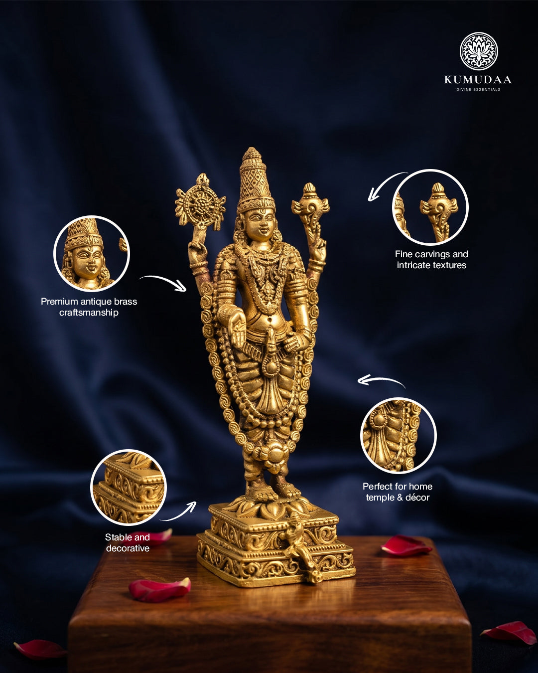Venkateswara Standing – 3d Brass Idol (5 inches)
